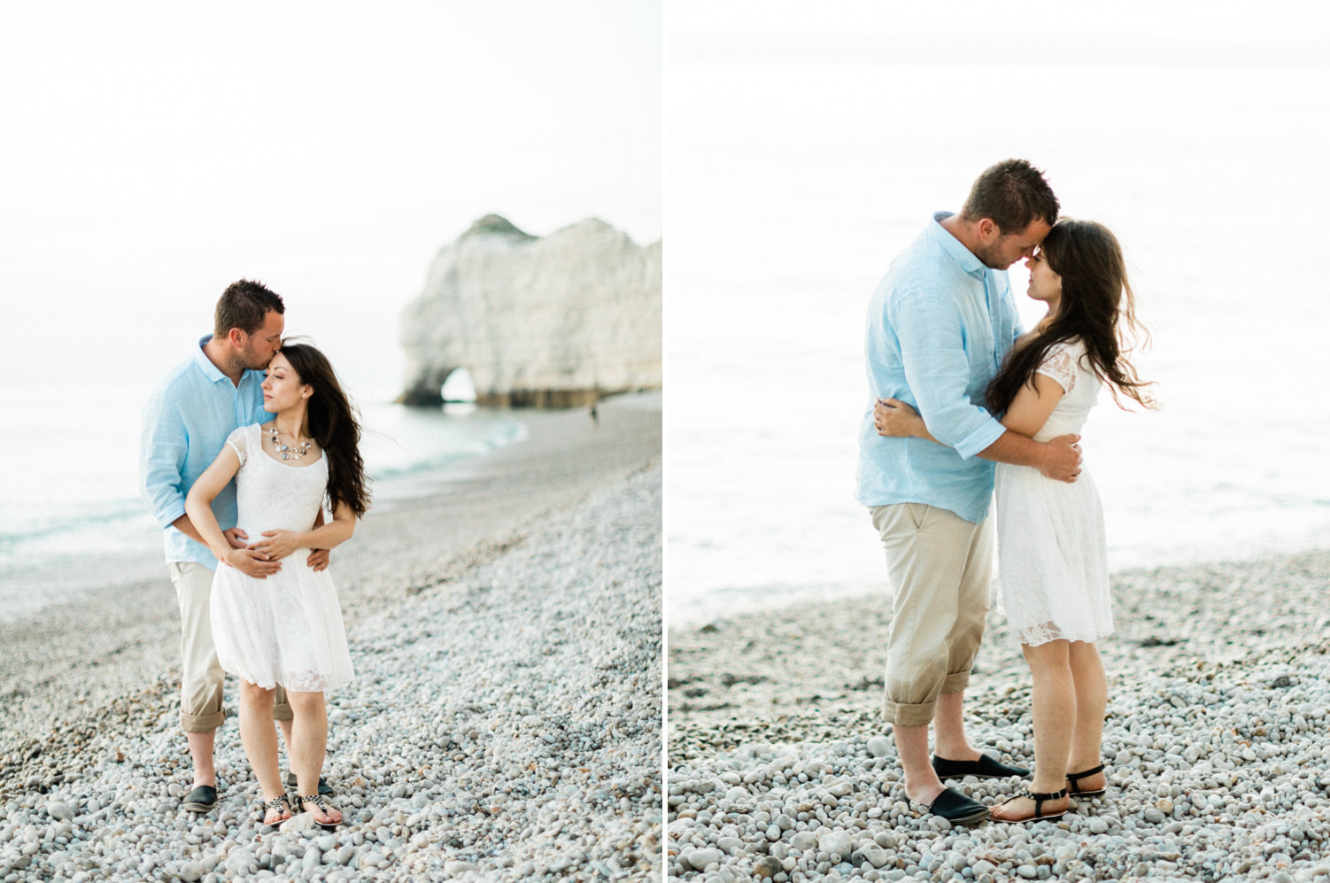 Séance engagement à Etretat en Normandie.